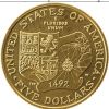 Золотая монета в честь 500 летия открытия Америки.