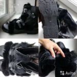 Ботинки новые мужские зима кожа черные 43 размер сапоги внутри овчина верх мех кролик принт дизайн