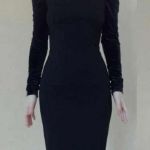 Платье футляр новое м 46 чёрное миди по фигуре ткань плотная вечернее бархат рукава бант стретч плот